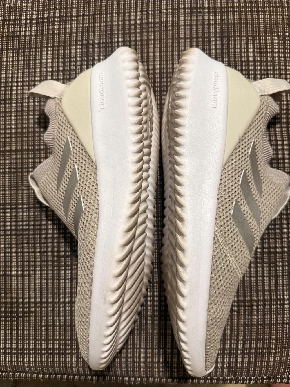 Adidas Cloudfoam Ultimate Tan Khaki Mesh Slip On Running Shoes F34605 Womens 9.5